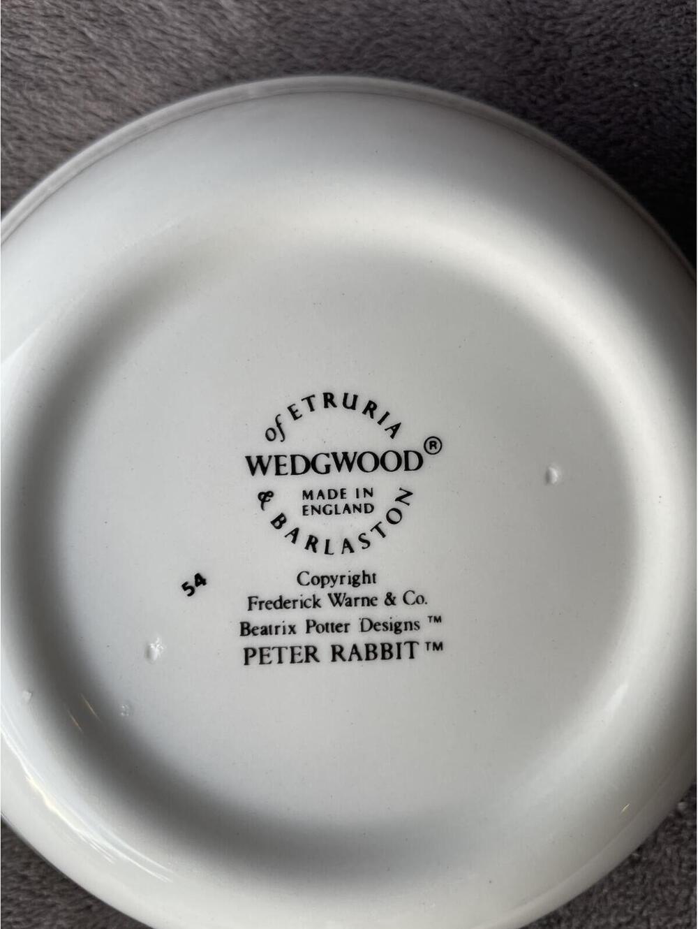 Vintage Wedgwood Peter Rabbit 3pc Set Mug Bowl Plate Beatrix Potter England - Picture 9 of 9